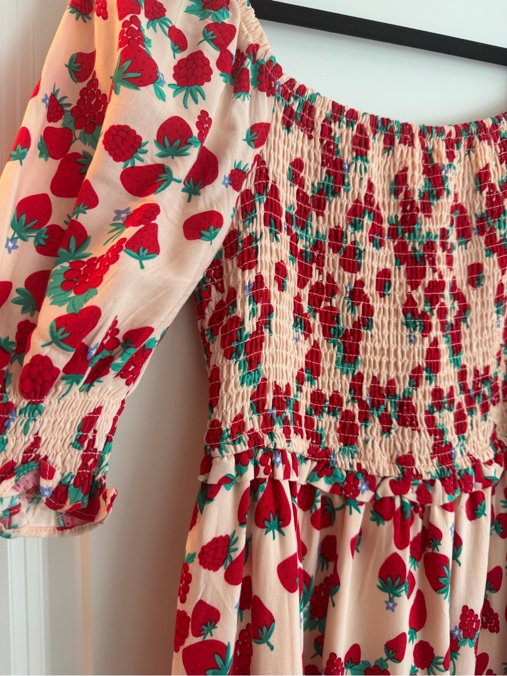 Betsey Johnson Maxi Dress with Red Strawberry Print - Picture 2 of 7